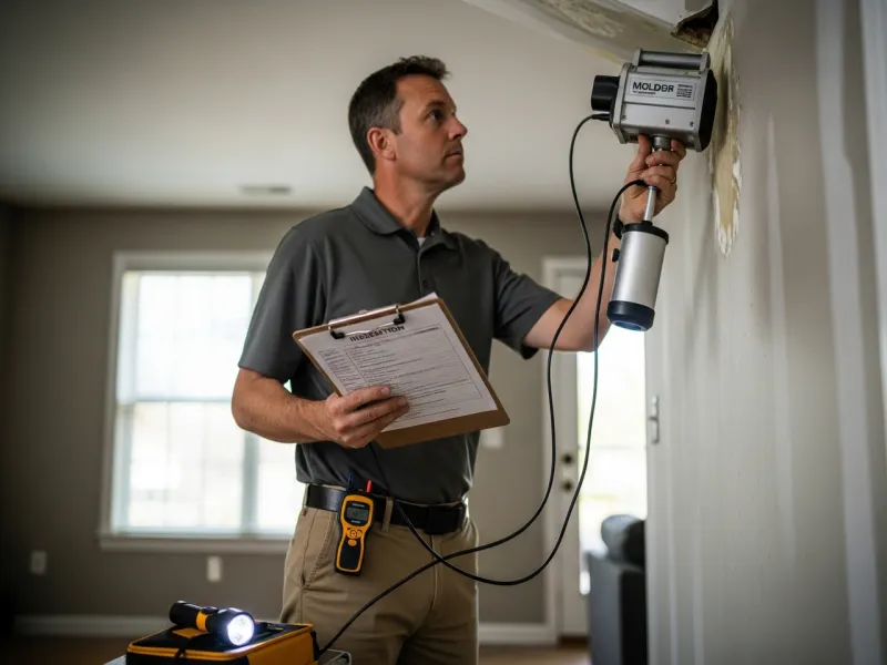 Professional mold inspection during real estate home evaluation